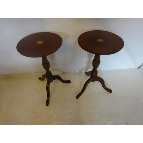 13 - A pair of inlaid mahogany wine tables by S. McAuliffe,  Cork.