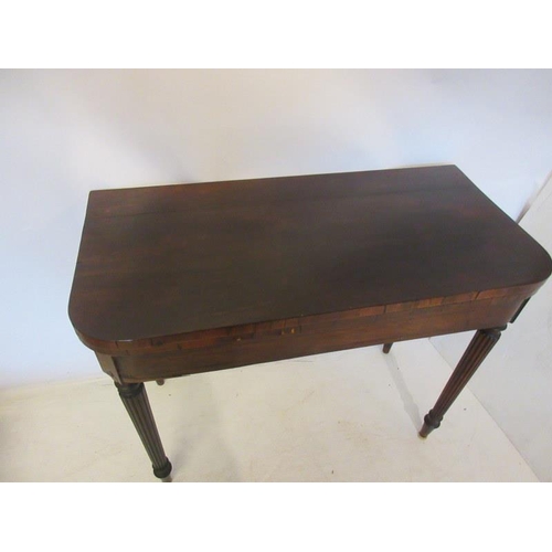 19 - Regency rosewood fold over card table, restoration required. W. 90cm, D. 42cm, H. 66cm approx.