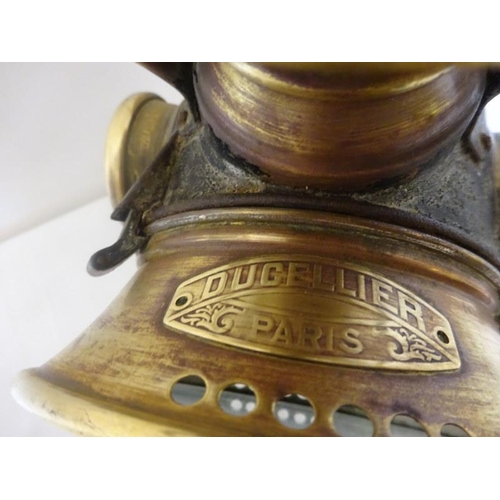 37 - Old brass coach carbide lamp stamped Ducellier, Paris.