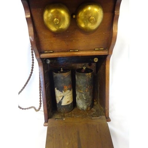 39 - Interesting old wall mounted telephone, very complete.