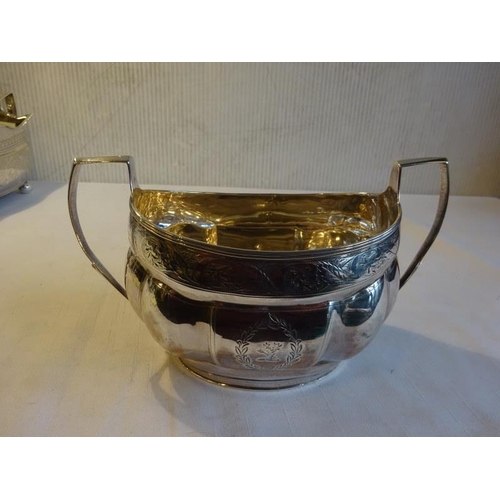 428 - Silver sugar bowl possibly London 1804. 9 troy ozs.