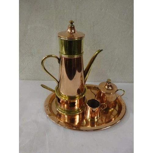 432 - Unusual copper coffee set.