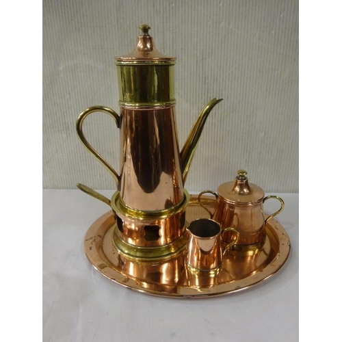 432 - Unusual copper coffee set.