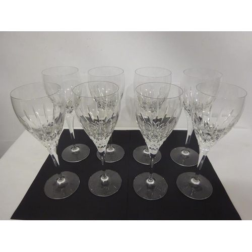 61 - Set of 8 Waterford glass tall wine glasses.