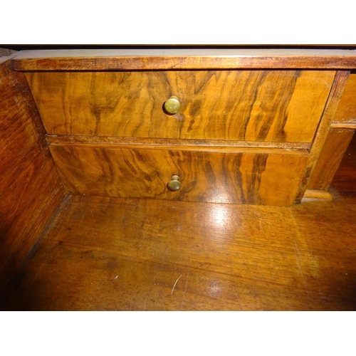 110 - A good antique continental figured walnut secretaire chest. W. 130cm, D. 64cm, H. 97cm approx.