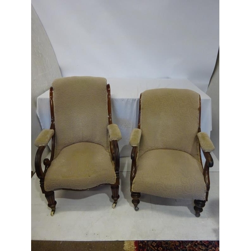 111 - Two Victorian drawing room armchairs.