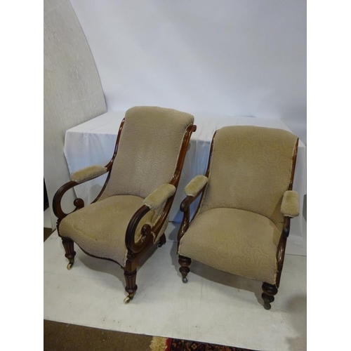 111 - Two Victorian drawing room armchairs.