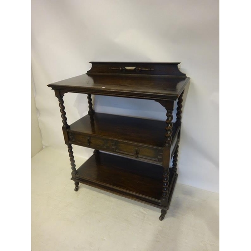 123 - Edwardian oak dumbwaiter fitted with two drawers. W. 92cm D. 46cm H. 100cm approx.