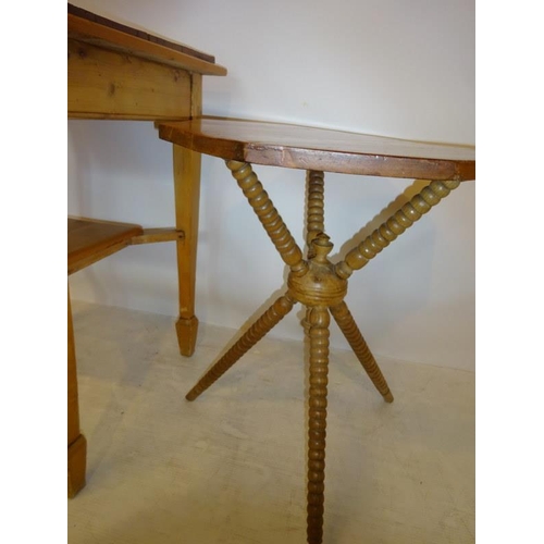 134 - Two old pine occasional tables.