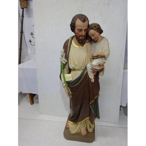 147 - Large religious statue of St. Joseph and Child. H. 140cm approx.