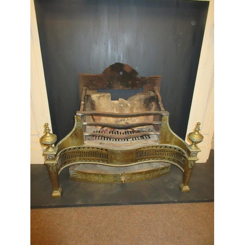 152 - Georgian brass fire basket with under tray. Some restoration required.