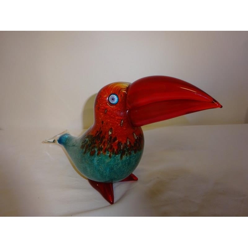 156 - Murano glass bird, signed.