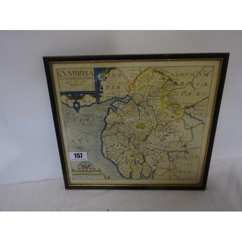 157 - Antique framed map showing North of England.