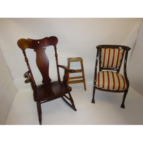 214 - Rocking chair, single chair and small steps. (3)