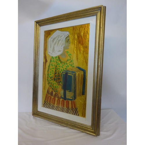 220 - Large framed picture of a Lady with accordion,
Signed.
Overall size - 105cm x 72cm approx.