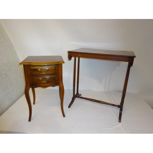 24 - Antique mahogany side table together with a two drawer lamp table. (lamp table with woodworm).