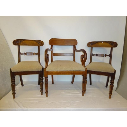 25 - A pair of 19th century side chairs and a carver chair. (3)