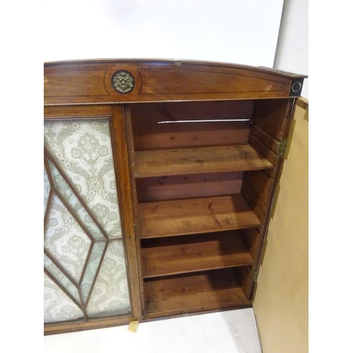 26 - Regency mahogany two door bookcase top having sectioned glass door and shelved interior. W. 110cm, H... 