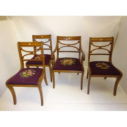 263 - Regency style mahogany carver chair and three singles. (4)