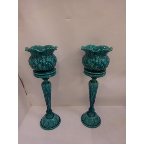 269 - A pair of antique china jardineres on stand, damaged. H. 108cm.