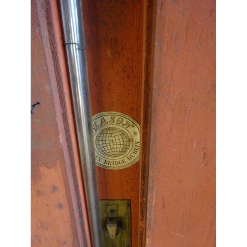 40 - Irish Georgian mahogany banjo shaped barometer and therometer, S. Mason, Essex Bridge, Dublin. (need... 