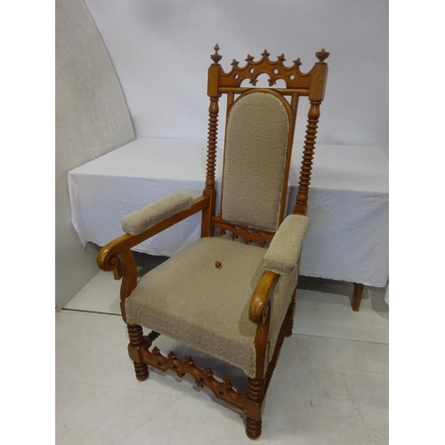43 - A large late Victorian oak Bishop's chair (some woodworm).