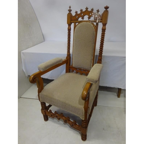 43 - A large late Victorian oak Bishop's chair (some woodworm).
