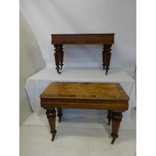 44 - Pair of mahogany side tables, one with a crossbanded top - probably adapted. W. 113cm , H. 72cm, D. ... 