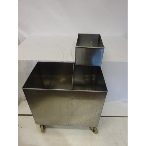 7 - Stainless stain flour bin with lift out container. 75cm x 47cm. H. 77cm. approx.