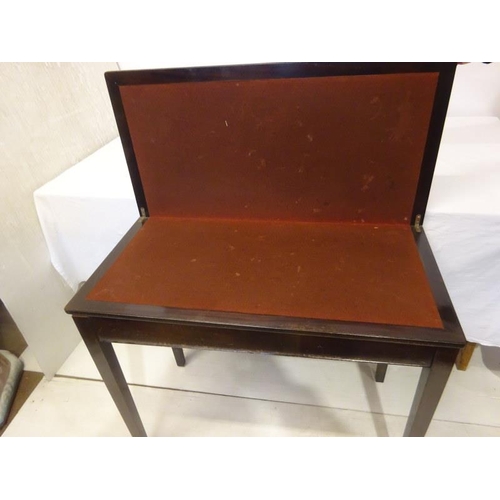 89 - Antique mahogany fold over card table. W. 90cm, D.46cm, H. 75cm approx.