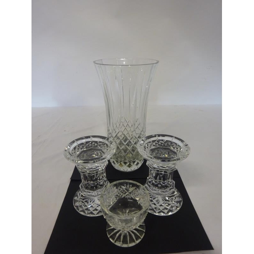 9 - Tall glass vase, candle stands, etc. (4)