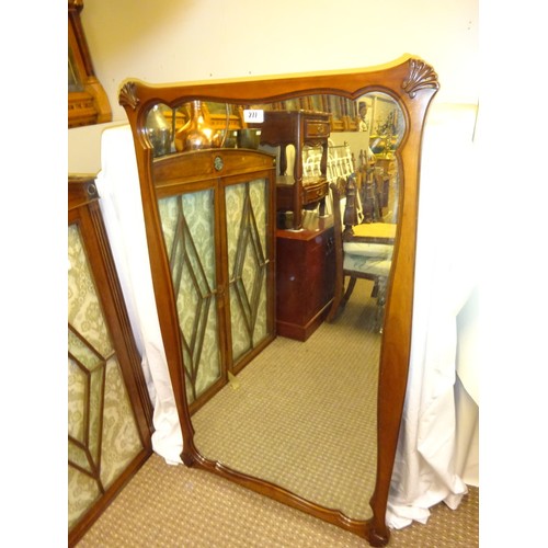 277 - Large American timber framed mirror. (Rway) 135cm x 80cm approx.