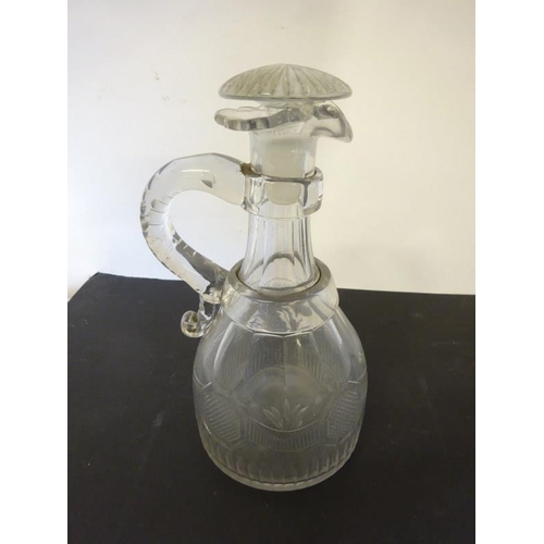 106 - Antique glass wine decanter and stopper, possibly Cork or Waterford. (very small chip on pouring rim... 