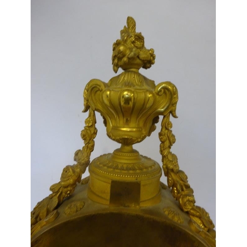 126 - A fine antique French ormulu mantle clock decorated throughout with serves panels, very original. Ov... 