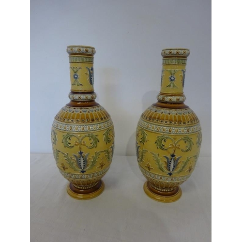 127 - Pair of antique Vileroy & Boch vases in the Doulton manner. H. 30cm approx.