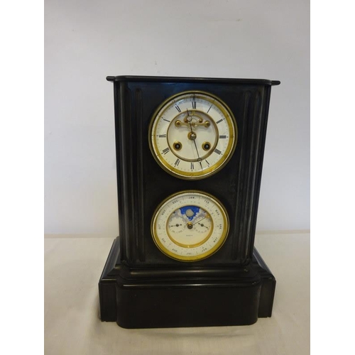 133 - A good French 19th century marble mantle clock, the clock dial with visible escapement and also havi... 