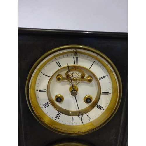 133 - A good French 19th century marble mantle clock, the clock dial with visible escapement and also havi... 