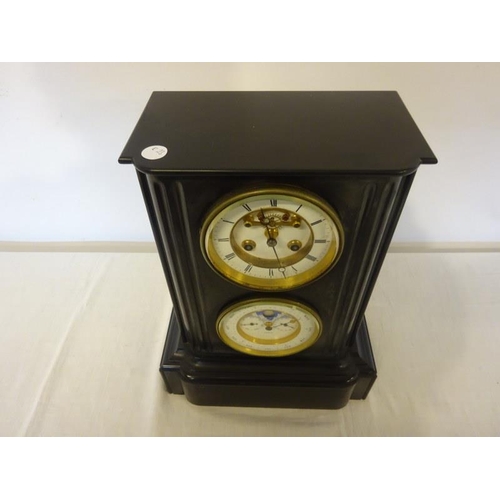 133 - A good French 19th century marble mantle clock, the clock dial with visible escapement and also havi... 