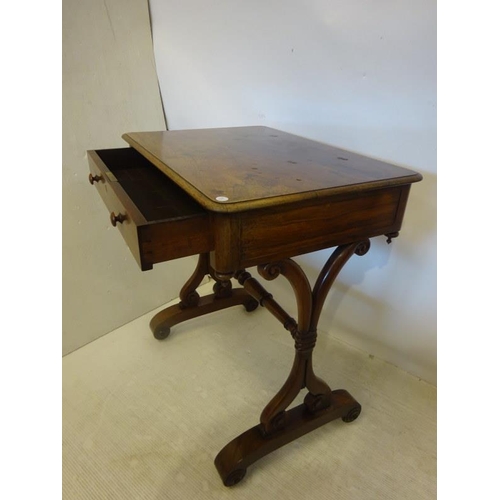 135 - A good 19th century rosewood drawing room table, the rectangular top fitted with real and dummy draw... 