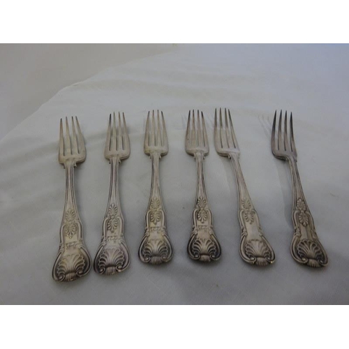 170 - Six antique Kings pattern dinner forks possibly by William Eley, London 1848, 19 troy ozs.