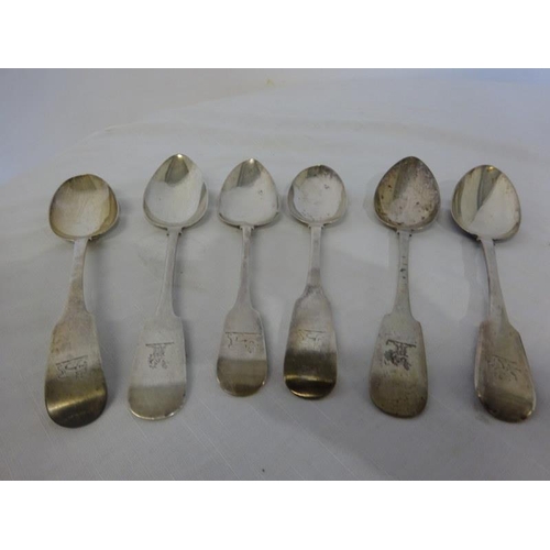 177 - Six large Cork silver teaspoons - 4 by Richard Garde Cork and 2 others. 14 troy ozs.  **Correction -... 