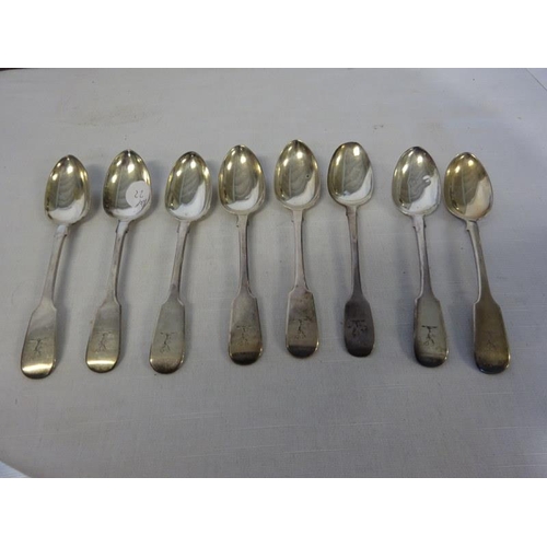 180 - 8 antique Irish silver teaspoons.