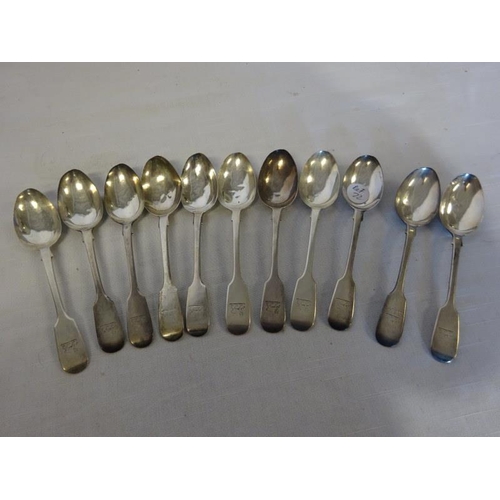 181 - 11 antique English silver teaspoons.