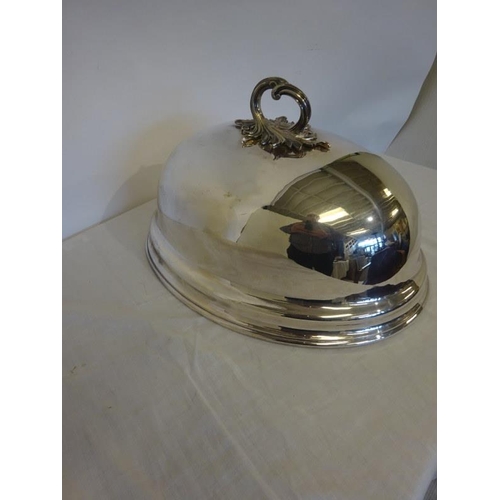 189 - Large Victorian silver plated dish cover.