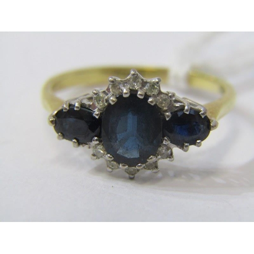 197 - 18ct gold sapphire and diamond ring. Size O.