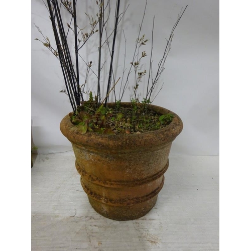 212 - A pair of  circular terracotta garden pots. H. 46cm, Diameter 55cm approx.