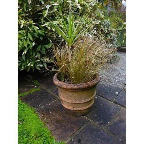 212 - A pair of  circular terracotta garden pots. H. 46cm, Diameter 55cm approx.