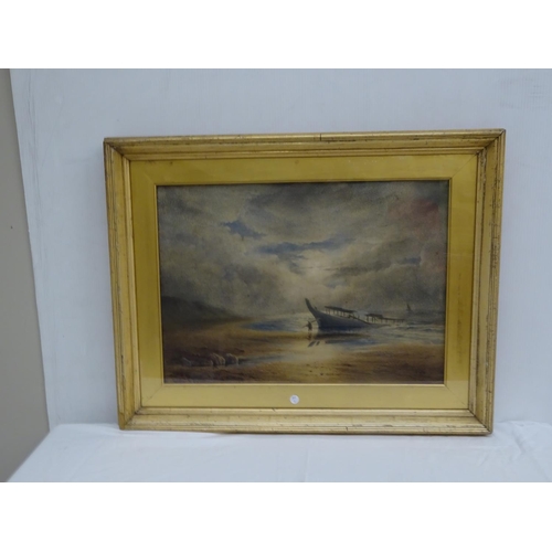 236 - Large gilt framed seascape,
Watercolour,
Signed lower right T. Wild, 1876.
62cm x 80cm.