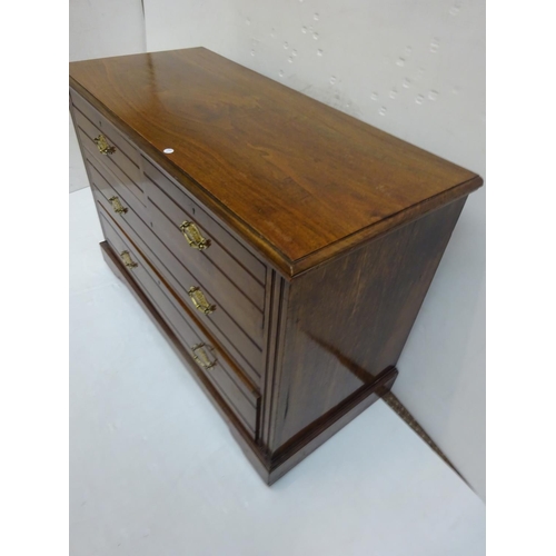 237 - Late Victorian mahogany three drawer chest on plinth base. W. 110cm, D. 50cm, H. 78cm approx.