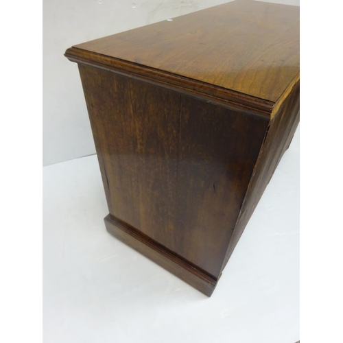 237 - Late Victorian mahogany three drawer chest on plinth base. W. 110cm, D. 50cm, H. 78cm approx.